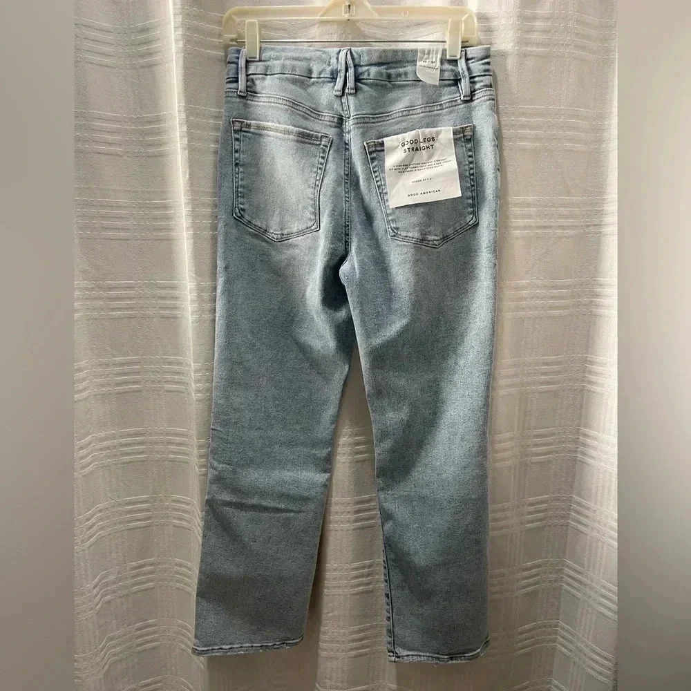 Good American Good legs straight high rise jeans distressed new with tags - Picture 2 of 8